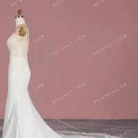 Bead crepe satin mermaid wedding dress 2