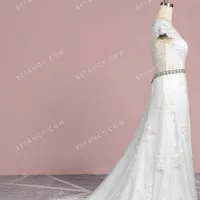 Cap sleeve lace wholesale wedding gown 2