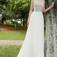 Feminine v neckline wedding dress 1