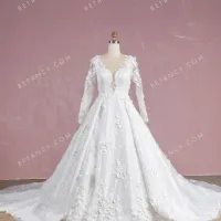 Luxury 3d flower lace wedding gown 2