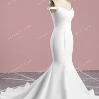 Minimalist satin mermaid wedding dress 2