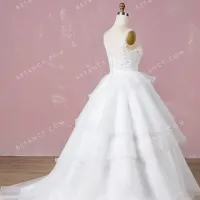 Ruffled tiered organza wedding gown 3