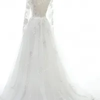 Sheer back with crystal button closure wedding dress 9