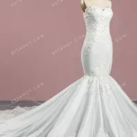 Unique pattern lace mermaid bridal dress 2